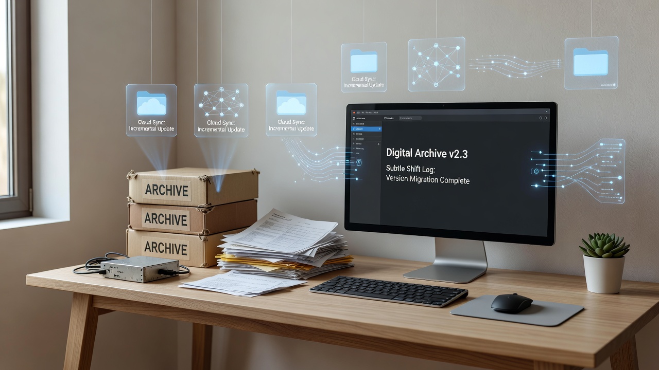 Close-up of digital storage devices including SSDs, HDDs, and USB adapters arranged for migration tasks